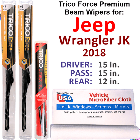 2018 Jeep Wrangler JK Performance Beam Wipers (Set of 3) w/Rear Wiper