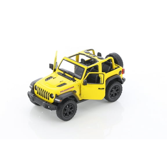 2018 Jeep Wrangler Rubicon Open Top, Yellow - Kinsmart 5412DA/YL - 1/34 scale Diecast Model Toy Car