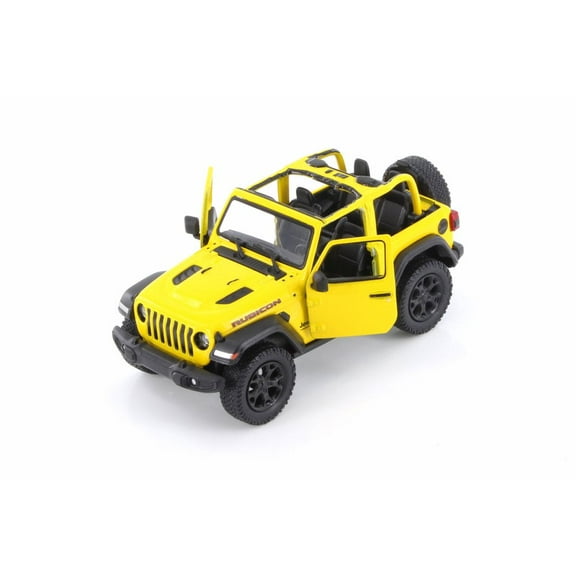 2018 Jeep Wrangler Rubion Open Top, Yellow - Kinsmart 5412DAB - 1/34 scale Diecast Model Toy Car (Brand New but NO BOX)