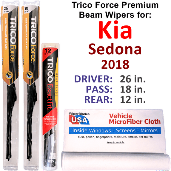 2018 Kia Sedona Performance Beam Wipers (Set of 3) w/Rear Wiper