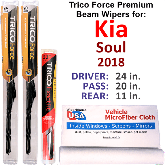2018 Kia Soul Performance Beam Wipers (Set of 3) w/Rear Wiper