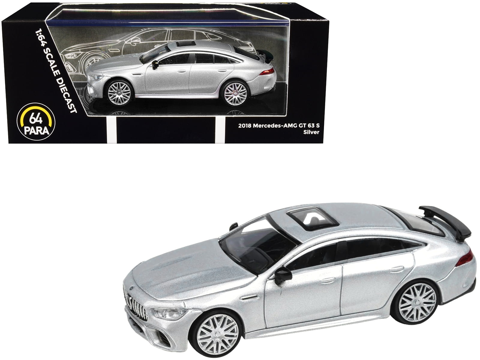 GTS Models C 63 S AMG ミニカー シルバー 1:64 Mercedes-AMG GT 63 S - Silver / Yellow – paragonmodelstore