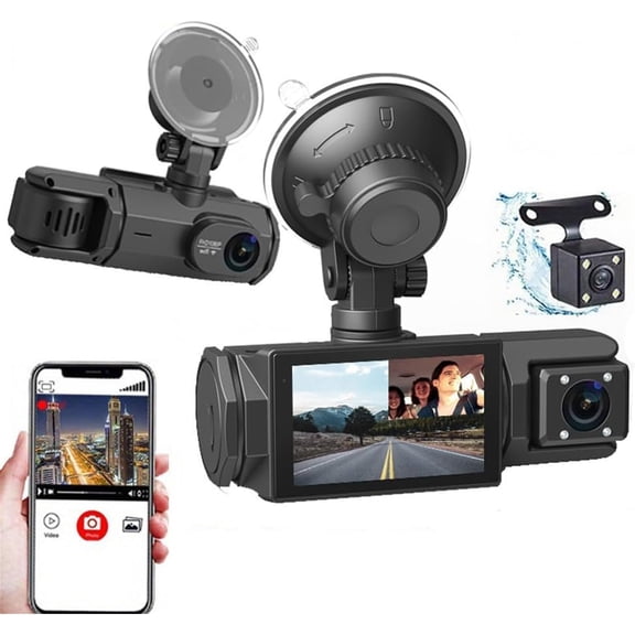 2018 New R300 Dual Lens Dashboard Camera - Records Front and in-Car w/Night Vision Assist