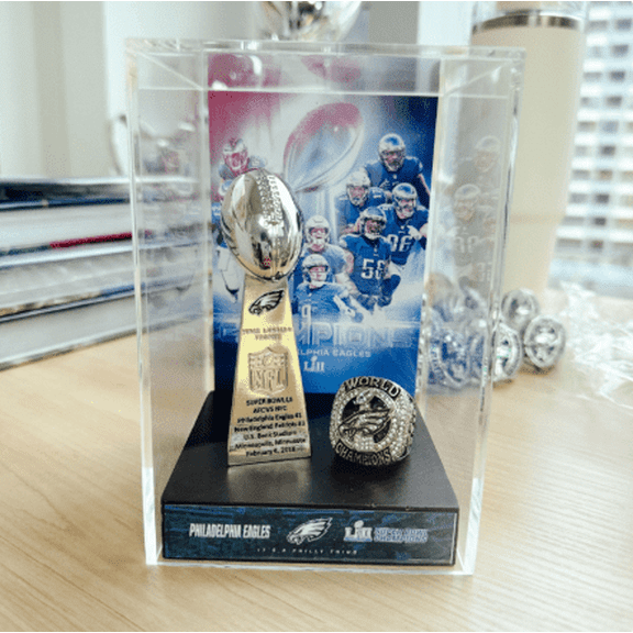 2018 PHI World Sup Bo LII Rugby Championship Champions Replica Trophy+ Ring with Display Case Trendy Accessory Durable Collectible Championship Gift For Christmas Halloween Gifts.