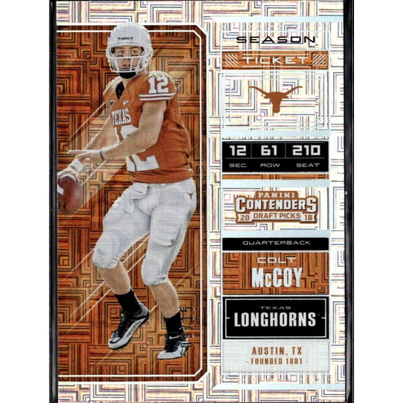 2018 Panini Contenders Draft Picks Colt McCoy Texas Longhorns #22 Football Card