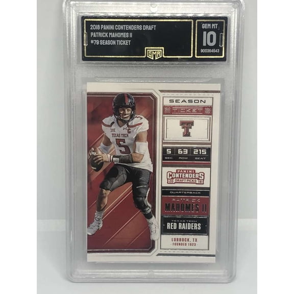 2018 Panini Contenders Draft Season Ticket NEW LABEL #79 Patrick Mahomes II Texas Tech Raiders GMA 10 Serial Number May Vary Panini Trading Card