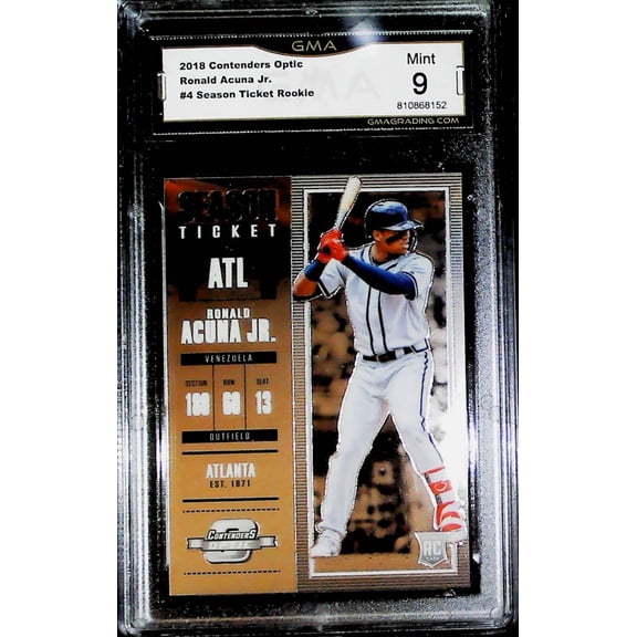 2018 Panini Contenders Optic Season Ticket #4 Ronald Acuna Jr. Rookie RC Atlanta Braves GMA 9 MINT MLB Trading Card