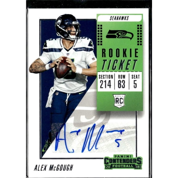 2018 Panini Contenders Rookie Ticket Alex McGough #241 RC Seattle Seahawks NFL Autographed Football Trading Card