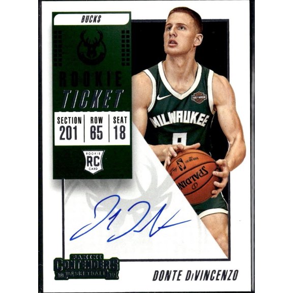2018 Panini Contenders Rookie Ticket RC Auto Donte DiVincenzo #128 Milwaukee Bucks