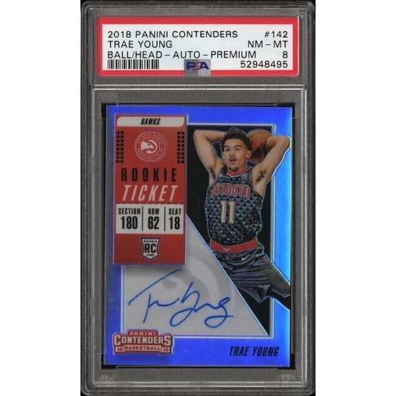 2018 Panini Contenders Trae Young #142 Variation Auto Premium PSA 8