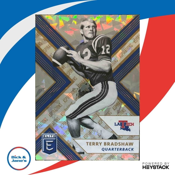 2018 Panini Elite Draft Picks Terry Bradshaw Status Die Cut Gold /10 91 Steelers