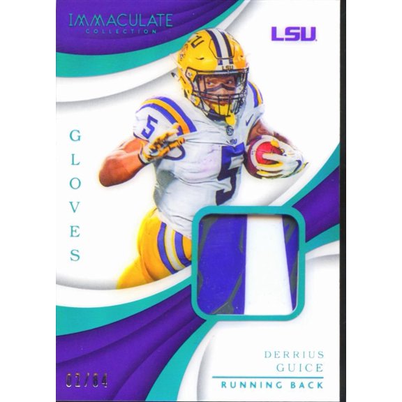 2018 Panini Immaculate Collection Collegiate Gloves Derrius Guice #9 02/84 LSU Tigers Player-Worn Material