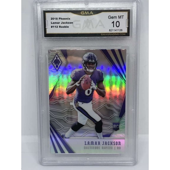 2018 Panini Phoenix Rookie RC Lamar Jackson Baltimore Ravens GMA 10 Serial Number May Vary Panini Trading Card