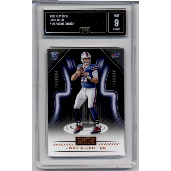 2018 Panini Playbook Orange #124 Josh Allen RC Rookie VERY RARE NFL Football Trading Card Grading (GMA 9 MINT) Buffalo Bills