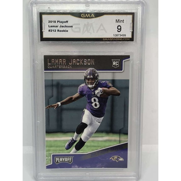 2018 Panini Playoff Rookie RC Lamar Jackson Baltimore Ravens GMA 9 Panini Trading Card