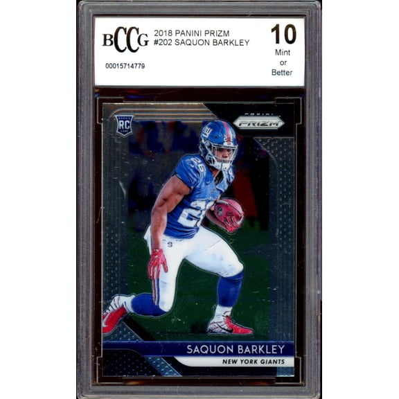 2018 Panini Prizm #202 Saquon Barkley Rookie Card BGS BCCG 10 Mint+