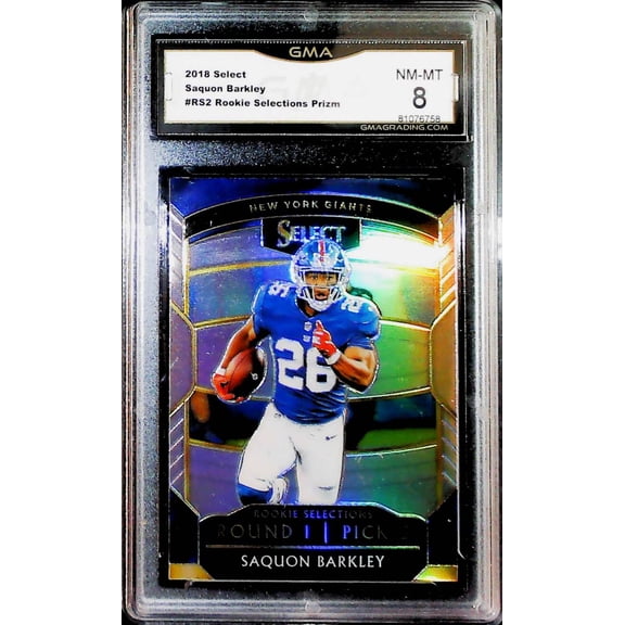 2018 Panini Select Rookie Sensations Silver Prizm RS-2 Saquon Barkley RC Giants GMA 8 NM-MT