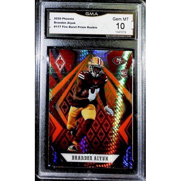 2018 Phoenix Fire Burst Prizm #117 Brandon Aiyuk RC Rookie GMA 10 GEM MINT San Francisco 49ers Football Trading Card (Serial Number May Vary)