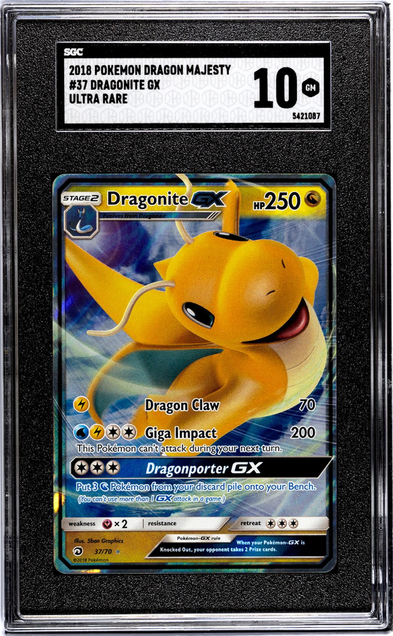 2018 Pokmon Sun & Moon Dragon Majesty Dragonite #37/70 GX Holo SGC 10 -  Walmart.com