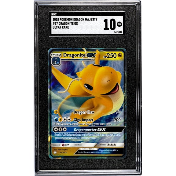 2018 Pokémon Sun & Moon Dragon Majesty Dragonite #37/70 GX Holo SGC 10