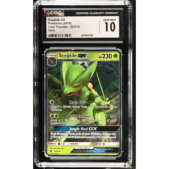 2018 Pokmon Sun & Moon Lost Thunder Sceptile #22/214 GX Holo CGC 10