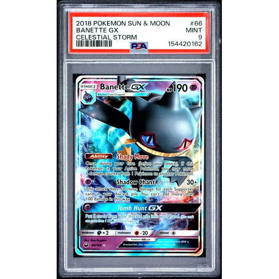 2018 Pokemon Sun & Moon Celestial Storm Banette GX Trading Card PSA 9 #66