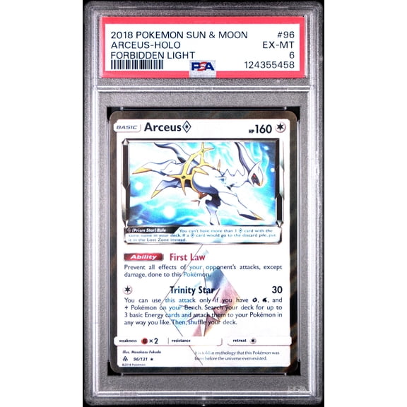 2018 Pokemon Sun and Moon Forbidden Light Holo Arceus #96 PSA 6