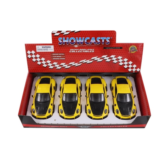2018 Porsche 911 GT2 RS Hardtop, Yellow - Showcasts 37523 - 1/24 Scale Set of 4 Diecast Model Cars