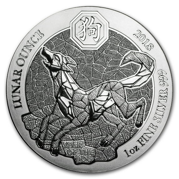 2018 Rwanda 1 oz Silver Lunar Year of the Dog BU