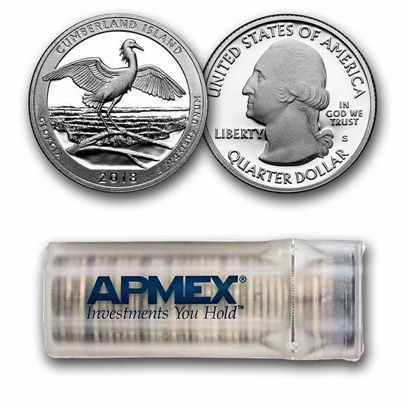2018-S ATB Quarter Cumberland Seashore 40-Coin Roll Proof