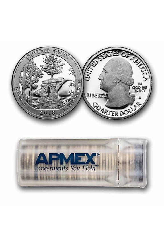 2018-S ATB Quarter Pictured Rocks Lakeshore 40-Coin Roll Proof