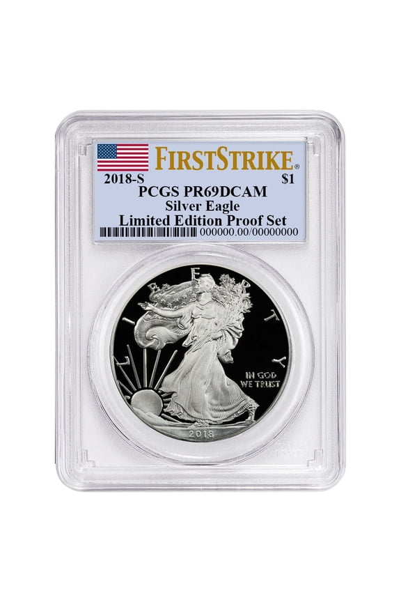 2018-S Limited Edition Silver Proof Set $1 American Silver Eagle PCGS PR69DCAM FS Flag Label