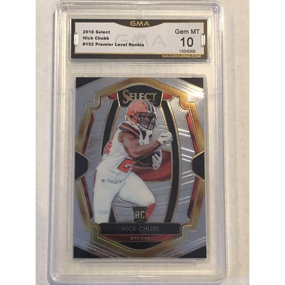 2018 Select Premier Level #152 Nick Chubb RC Rookie Cleveland Browns GMA 10 Football Panini Trading Card (Serial Number May Vary)