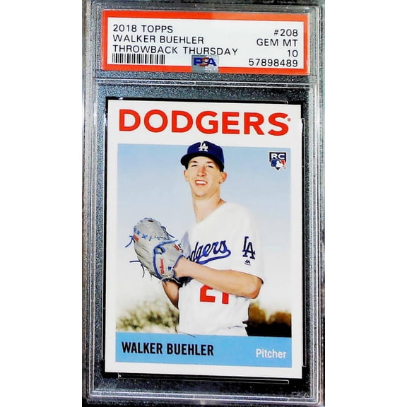 2018 Topps Throwback Thursday 1964 Baseball Design #208 Walker Buehler RC Rookie Dodgers PSA 10 GEM MINT
