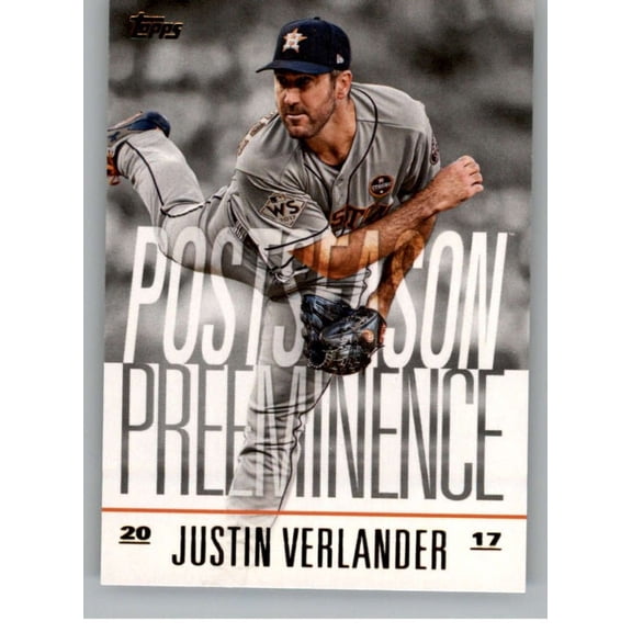 2018 Topps Update Postseason Preeminence #PO-21 Justin Verlander NM-MT Baseball Card Houston Astros Houston Astros MLB Baseball Trading Card