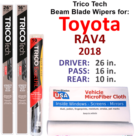 2018 Toyota RAV4 Beam Blade Wipers (Set of 3) w/Rear Wiper