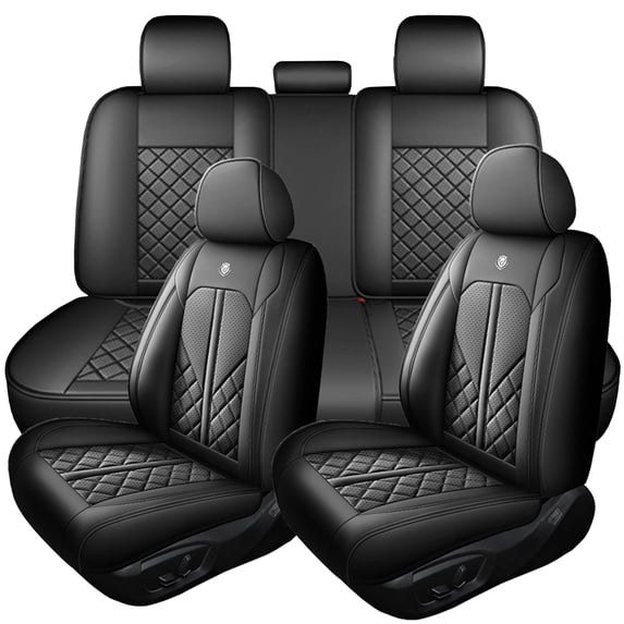 2018 for Toyota Rav4 Car Seat Cover, Black Car Seat Covers, Faux Leather 5 Piece Full Set Waterproof & Wear-Resistant Beautify Car Interior, Airbag-Compatible