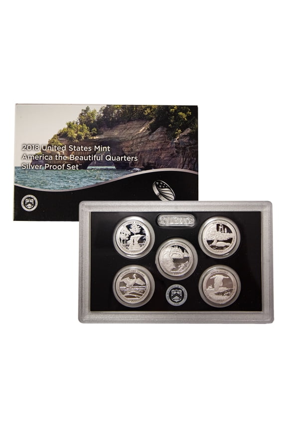 2018 U.S. Proof National Park Quarter Set Gem DCAM 90% Silver - 5 Coins OGP