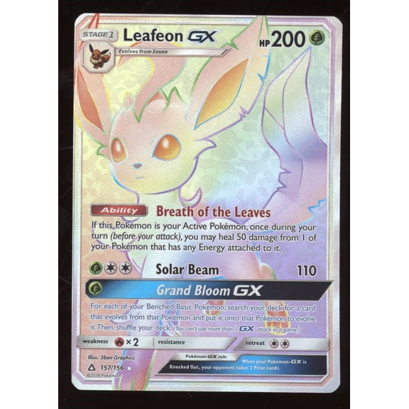 2018 Ultra Prism Leafeon GX Secret Rare #157/156 English Pokemon Trading Card