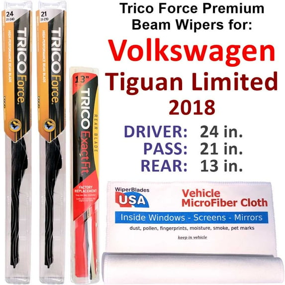 2018 Volkswagen Tiguan Limited Performance Beam Wipers (Set of 3) w/Rear Wiper