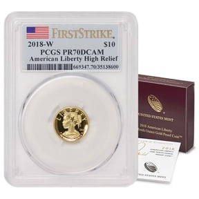 2018-W $10 Gold High Relief Liberty PCGS PR70 Deep Cameo First Strike Flag Label with Original Government Packaging U.S. Mint Coin