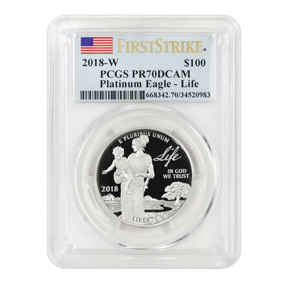 2018-W $100 Platinum Eagle PCGS PR70 Deep Cameo First Strike Flag Label U.S. Mint Coins