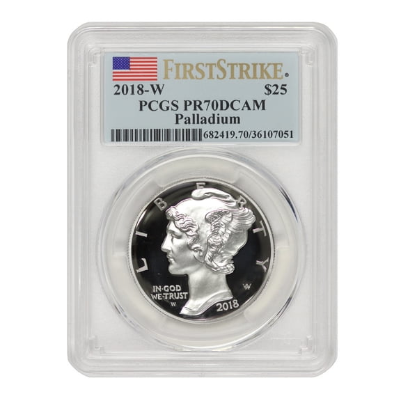 2018-W $25 Palladium Eagle PCGS PR70 Deep Cameo First Strike Flag Label with Original Government Packaging U.S. Mint Coins