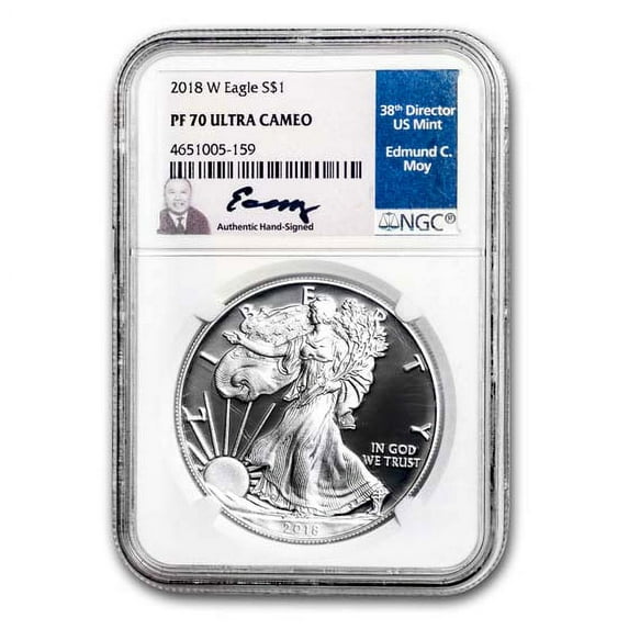 2018-W Proof American Silver Eagle PF-70 NGC (Moy Label)