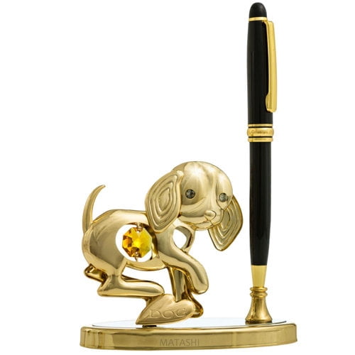Matashi Crystal 2018 Year of the Dog Puppy Pen and Ballpoint Figurine
