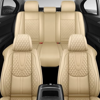 2018 for Toyota Camry Car Seat Cover, Beige Car Seat Covers, Faux Leather 5 Piece Full Set Waterproof Suitable for All Seasons, Protect Car Seats