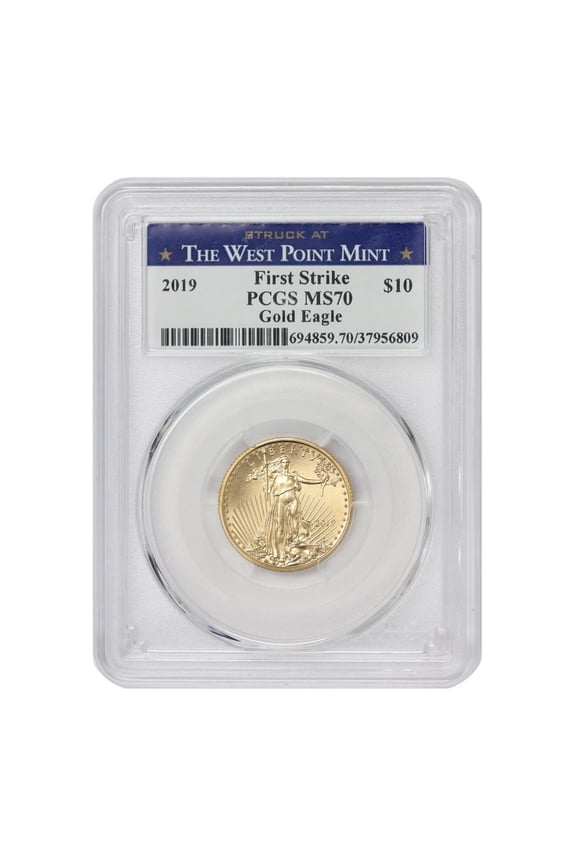 2019 1/4oz American Gold Eagle Coin PCGS MS70 First Strike West Point Mint label $50 U.S. Mint