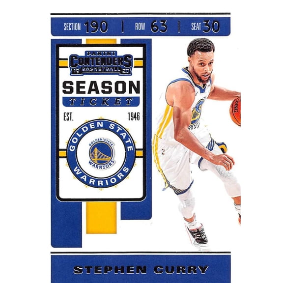 2019-20 Panini Contenders Season Ticket #92 Stephen Curry Golden State Warriors NBA Basketball Trading Card