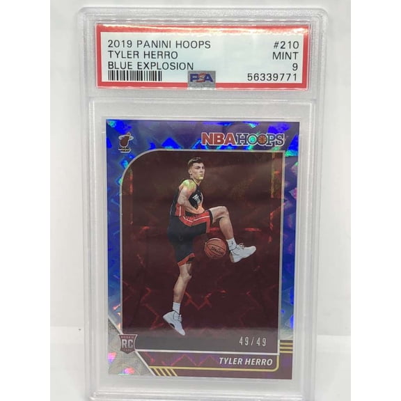 2019-20 Panini Hoops Blue Explosion #210 Tyler Herro Miami Heat RC Rookie Card PSA 9 MINT 49/49