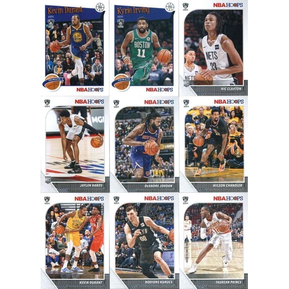 2019-20 Panini NBA Hoops Brooklyn Nets Team Set of 14 Cards: Kyrie Irving(#11), Jarrett Allen(#12), Spencer Dinwiddie(#1